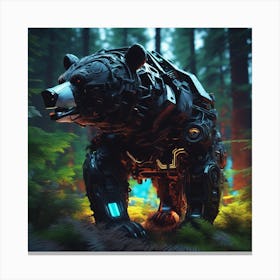 Robot Bear In The Forest 1 Canvas Print