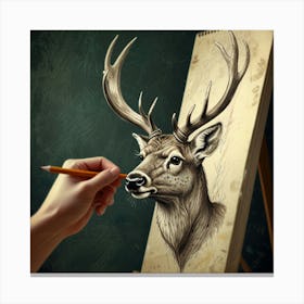 Deer Drawing 5 Canvas Print