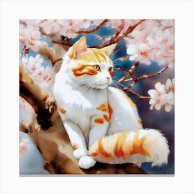 Cat With Blossoms Canvas Print