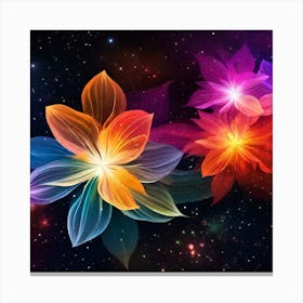 Colorful Flowers In Space 2 Canvas Print