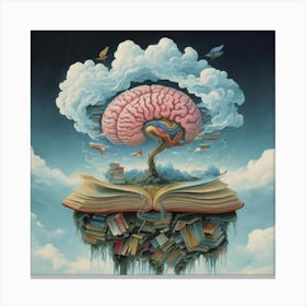 Brain On A Book Canvas Print