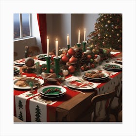 Christmas Table Setting 53 Canvas Print