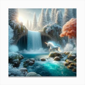 Unicorn at the Waterfall Canvas Print
