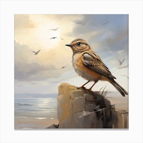 Bird On A Rock Canvas Print