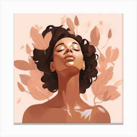 Of A Woman With Leaves Canvas Print