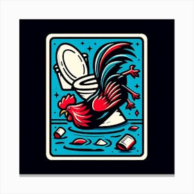 Rooster In The Toilet 1 Canvas Print