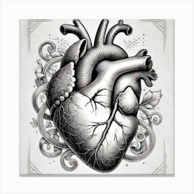 Artistic Anatomical Heart Printed Art A Detailed And Artistic Illustration Of The Human Heart, Perfect For Medicine Lovers And Adding A Unique Touch To Any Space Printed Art Canvas Print