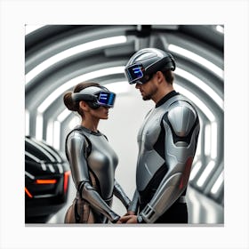 Futuristic Couple In Futuristic Space 2 Canvas Print