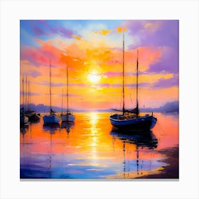 Sunset Sailboats Canvas Print