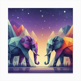 The Lunar Lovers Elephants Canvas Print