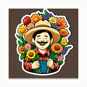 Farmer With Flowers Canvas Print