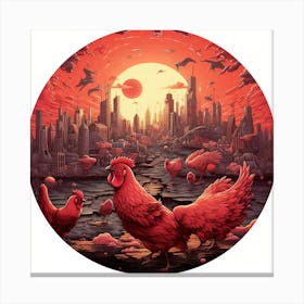 Rooster City Canvas Print
