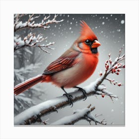 Cardinal on Snowy Branch Canvas Print