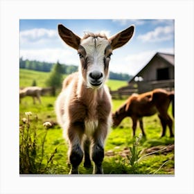 Field Domestic Agriculture Cute Nature Beautiful Rural Herd Farming Animal Farm Farm Anim Canvas Print