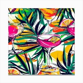 Tropical Cocktail Seamless Pattern Canvas Print