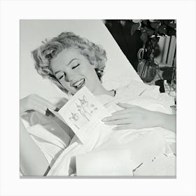 Marilyn Monroe Reading Get Well Card Canvas Print