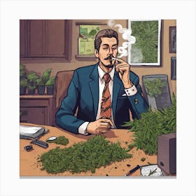 Businessman Smoking Marijuana Canvas Print