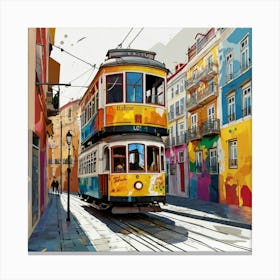 Lisbon Tram Painting 1 Canvas Print