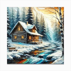 Oil Texture Log Cabin 1 Canvas Print