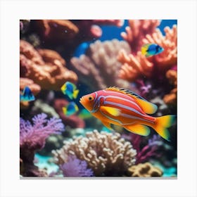 Photo Multi Colored Fish Swimming In A Vibrant Coral Reef Generative 1 Canvas Print