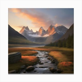 Sunset In The Mountains art print Canvas Print