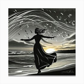 'Sunset At The Beach' 3 Canvas Print
