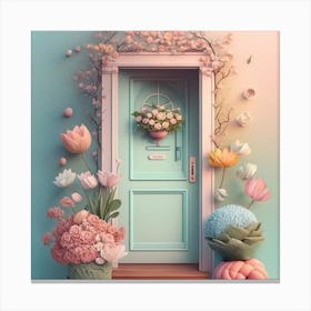 Door With Flowers Canvas Print