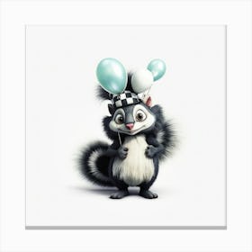 Skunk With Balloons 2 Canvas Print