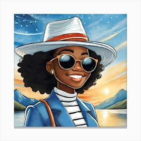 Black Girl In A Hat Canvas Print