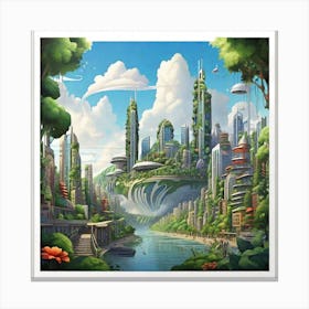 Futuristic City Print 1 Canvas Print