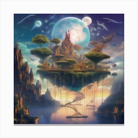 A Surrealist Dreamscape Floating Islands Canvas Print