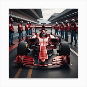 Racing car pit stop Created by using Imagine AI Art Canvas Print