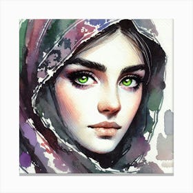 Watercolor Of A Girl With Green Eyes Toile