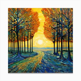 Sunset In The Forest 2 Canvas Print