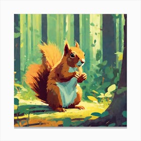 Squirrel In Forest Golden Ratio Fake Detail Trending Pixiv Fanbox Acrylic Palette Knife Style O (3) Canvas Print