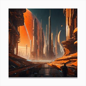 Futuristic City Orange I Canvas Print