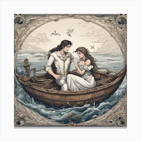 Couple In A Boat Canvas Print