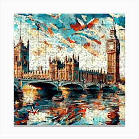 Abstract Puzzle Art Big Ben London Canvas Print