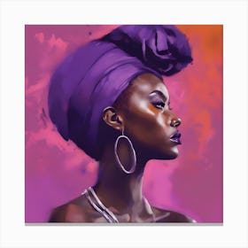 African Woman With Purple Turban Canvas Print