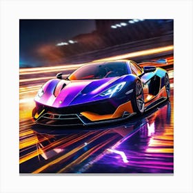 Racing Car At Night Canvas Print