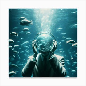 Underwater Businessman Canvas Print