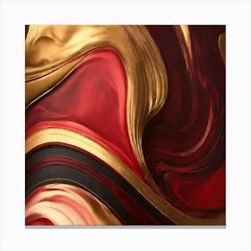 Abstract Dark Red and Gold Marble Canvas Print