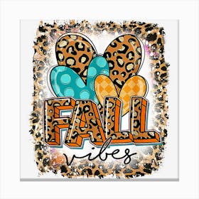 Leopard Fall Vibes Heart Autumn Lover Thanksgiving Bleached Canvas Print