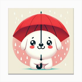 Cute Dog With Umbrella 2 Canvas Print