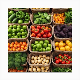 Fresh Vegetables In Baskets Canvas Print