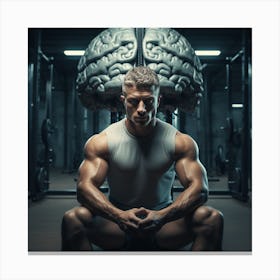 Man With Brain In Gym Canvas Print