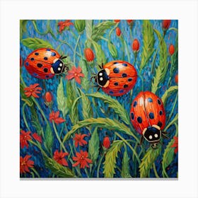 Ladybugs In The Garden Canvas Print