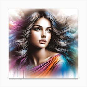 Girl With Colorful Hair 1 Canvas Print