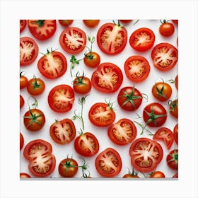 Top View Of Tomatoes On White Background Canvas Print