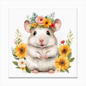 Floral Baby Hamster Nursery Illustration (55) Canvas Print